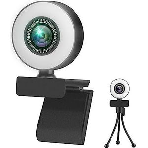 USB-webcamera Webcam 1080P 2K 4K HD Webcam Met Ring Invullicht Laptop PC Computer Live-uitzending Camera Video Webcamera Microfoon Web Cam Voor conferenties, opname(4K Auto Focus)