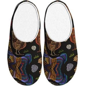 EdWal Kip Print Print Winter Warme Slippers Indoor Anti-slip Pluche Slippers Ontspannen Thuis Voor Vrouwen Mannen, Zwart, 37.5 EU