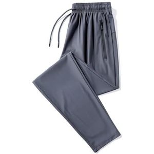 ZEEHXQ Vrijetijdsbroek for heren, hoge elastische negende broek van ijszijde, trainingsbroek, lichtgewicht joggingbroek met trekkoord, sportbroek oversized (Color : Bulkhead Grey, Size : XL)