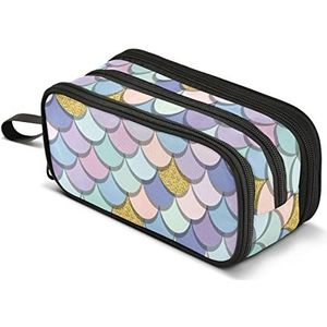 Glitter Zeemeermin Weegschalen Hoge Capaciteit Potlood Pen Case voor Meisjes Jongens Kinderen, Schoolbenodigdheden Accessoire Rits Pouch Kantoor Organizer Reizen Make-up Tas voor Vrouwen Volwassenen