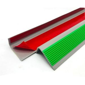 Zelfgeplakte trappen tegen glijbaan 393,7 inch L-vormige rubberen trapleuningen, antislip, zelfklevende traptrederand(Green,120IN/3M)