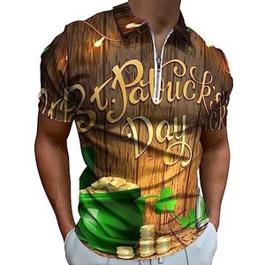 St. Patrick's Day groene hoed bieren poloshirt voor heren casual T-shirts met ritssluiting T-shirts golftops slim fit