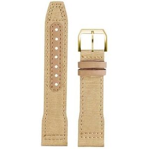 For IWC Nylon Horlogeband for Grote Piloot for Kleine Prins for Mark 18 Nylon Canvas Koeienhuid Heren Horlogeband 20 21 22mm Groene Armband (Color : Khaki-gold pin, Size : 22mm)