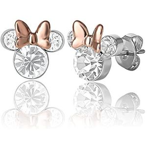 Disney Dames Minnie Mouse Birthstone Stud Oorbellen - Minnie Mouse Oorbellen - Geboortesteen Sieraden - Disney Sieraden, Messing, kristal