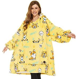 THREE POODLE Oversized Deken Hoodie, Sherpa Fleece Hooded Deken, Ultra Zacht Warm Draagbaar Deken Sweatshirt voor Vrouwen Mannen Volwassenen, Cadeau voor Dames