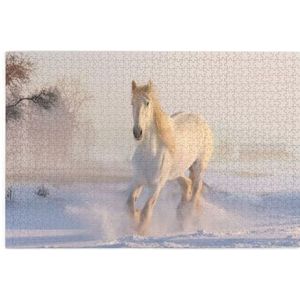 Puzzels, Legpuzzels Volwassenen Uitdagende Puzzel 1000 stuks Foto puzzel houten, Kerst Paard