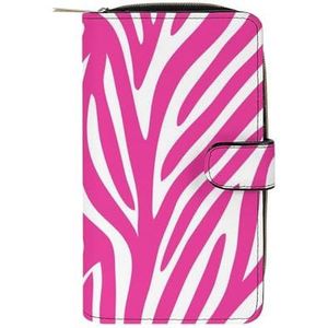 Roze Zebra Print Mode PU Lederen Vrouwen Portemonnee Multi Card Slot Bifold Portemonnee Geld Clip Met Rits