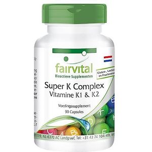 Fairvital | Super K complex capsules - K vitamines complex - HOOG GEDOSEERD - VEGAN - 90 capsules - vitamine K1 (fytomenadion) en K2 (menaquinon MK-7)