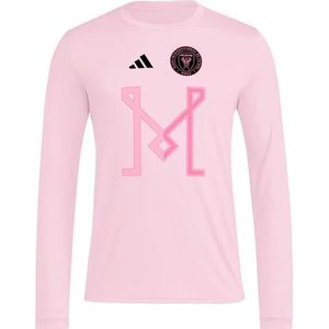 adidas Heren Inter Miami Cf Pre-Game T-shirt met lange mouwen, True Pink/Club Inter De Futbol Miami, M