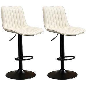 Barkruk Moderne Lederen Barkrukken Set Van 2 Verstelbare Draaibare Gasveer Barkrukken Voetsteun En Onderstel Voor Ontbijt Teller Keuken Pub Stoel Thuis Keuken (Color : White, Size : Sitting Height 6