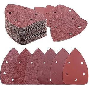 ZGXNYI Schuurpapier, 140 x 98 mm, 5 gaten, 60 stuks haken en ringen, gesorteerd 40/60/80/120/240/320 korrel voor het polijsten van hout, metaal, schuurpapier