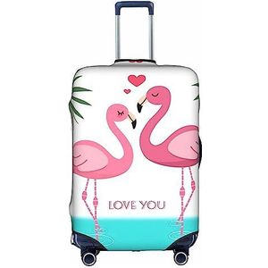 Dehiwi Palm Leaf En Flamingo's Koppel Bagage Cover Reizen Stofdichte Koffer Cover Rits Sluiting Koffer Protector Fit 45-70 cm Bagage, Wit, XL