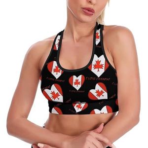 I Love Canada Day Tanktop voor dames, sportbeha, yoga, workout, vest, atletische bh's