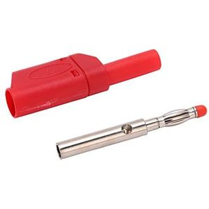 Banaan Plug, 4mm Banaan Plug Goede Prestaties Veiligheid Geïsoleerde Pure Koper Vergulde Stal met Behuizing voor Elektronische Test (rood)