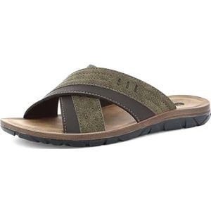 inblu Tundra Herenslippers met bandjes, tweekleurig, gekruist, met voetbed van kunstleer, gevoerd, maat 39 tot 46, teenslippers, maat 44 EU, Tundra, 44 EU