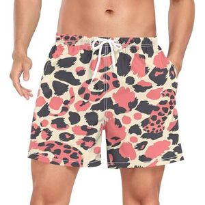 Niigeu Art Leopard Skin Dots Zwembroek voor heren, sneldrogend, met zakken, Leuke mode, XXL