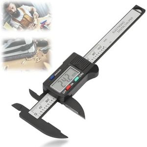Elektronische digitale schuifmaat, weerstand tegen vuil, olie en water, koolstofvezel Elektronische schuifmaat met schuifmaat Schuifmaat Meetinstrument met groot LCD-scherm 100 mm (zonder batterij)