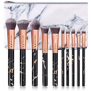 Make-upborstels, Blush-borstel, Make-upborstelset, Make-upborstels, Marmeren make-upborstelset Schoonheidshulpmiddelen Losse borstel Zoon Volledige set schoonheidshulpmiddelen(Black)