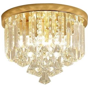 Plafondlampen Ronde kristallen lamp kroonluchter plafondmontage 3 kleuren E14 * 3 Moderne kristallen plafondlamp armatuur for woonkamer eetkamer hal, 25cm goud