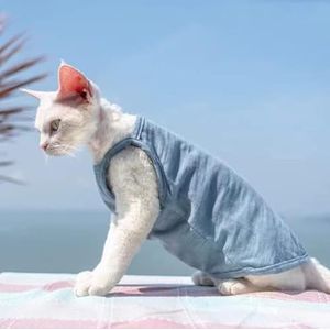 Zomer Sphynx Pet Kat Kleding Katoen Kittens Vest Shirt Voor Sphinx Ademend Katten Hemdje Zachte Devon Rex Zachte Kleding