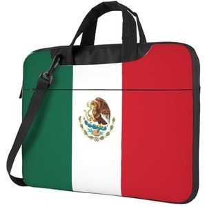 Laptoptas met gevoerde schouderriem en handvat, laptoptas met Mexicaanse vlag voor dames en heren, Zoals getoond, 13 inch