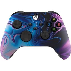Draadloze controller voor Microsoft Xbox-serie X/S en Xbox One - Aangepast zacht aanvoelend gevoel - Aangepaste Xbox-serie X/S-controller (X/S blauw en paars werveling)