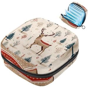 MUOOUM Kerst Bos Elanden Maandverband Opbergtas Draagbare Menstruatie Tas Voor Vrouwen Tiener Meisjes Menstruatie Cup Pouch Nursing Pad Houder