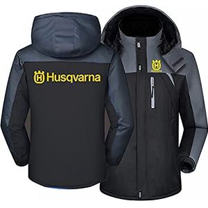 URROA Heren Hooded Jas Ski Suit Hoodie Voor H.u.s.q.v.a.r.n.a Print Waterdichte Jas Winter Fleece Jassen Winddicht Buiten Lange Mouw Sweatshirt Tops-Zwart||M