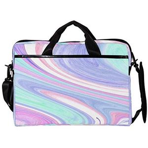 EZIOLY Aquarel Marmer Textuur 14 Inch15 Inch Laptop Schouder Messenger Bag Crossbody Aktetas Messenger Sleeve voor 13 Inch tot 14 ""Laptop, Meerkleurig, 11*15in