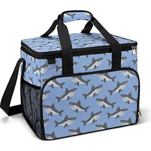 Leuke haaien grappige koeltas opvouwbare draagbare geïsoleerde zakken lunch draagtas met meerdere zakken voor strand, picknick, camping, werk