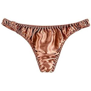Men Satin Underwear Ondergoed lingerie lage taille G Strings En Thongs Pantie (Color : Yellow, Size : M)