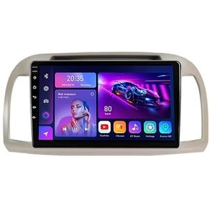 9"" 2 DIN Android 14 Autoradio Stereo voor Nissan March Micra K12 2002-2010 met draadloze CarPlay Backup Camera Stuurwielbediening GPS Navigatie Bluetooth(L20(2+32G))