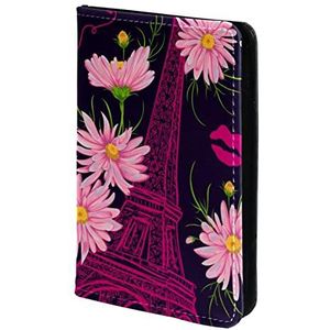 Parijs Eiffeltoren Bloemenpatroon Paspoorthouder, Paspoorthoes, Paspoort Portemonnee, Travel Essentials, Meerkleurig, 11.5x16.5cm/4.5x6.5 in