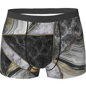 Stretch Boxer Zwart Marmer Textuur Gouden Print Heren Boxer Shorts Print Onderbroek Klassieke Fit Boxers Slips Voor Gift, Man, Man, Ondergoed 1013, XL