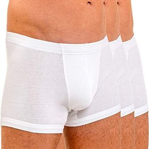 HERMKO 3901 Boxershorts voor heren, verpakking van 3 stuks, 100% biologisch katoen, wit, L