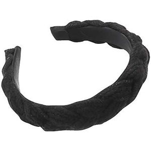 Casual Vintage Brede Hoofd Wrap Wollen Haarband Haaraccessoires Twist Haar Hoop Winter Gebreide Hoofdband (zwart)
