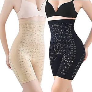 XIANGLV 2 stuks verre infrarood negatieve zuurstof ion vetverbrandende buik controle & detox bodysuit, grafeen honingraat vaginale aanscherping & body shaping slips (zwart) (zwart+huidskleur, L)