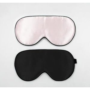 townssilk 2 stuks 100% zijden slaapmasker met verstelbare riem, comfortabel en super zacht oogmasker inclusief 1 stuk Balck en 1 st roze