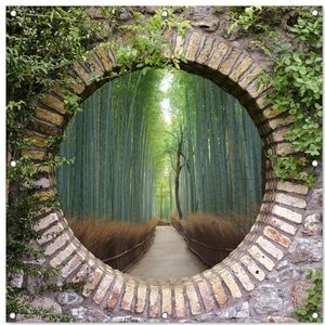 Tuinposter - 100x100 cm - Bamboe - Bos - Japans - Doorkijk