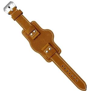 dayeer Koeienhuid Lederen dikke Band Voor Panerai leisure zachte Dualuse lederen horloge vintage polsbandje Armband 20mm 22mm 24mm (Color : Brown silver rivet, Size : 24mm)