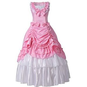 GRACEART Middeleeuwse Victoriaanse Fancy Dresses Palace Royal Masquerade Vintage Kostuum (S, roze)