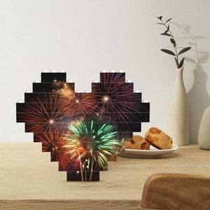 Bouwsteenpuzzel hartvormige bouwstenen prachtige vuurwerkpuzzels blokpuzzel voor volwassenen 3D micro bouwstenen voor huisdecoratie bakstenen set