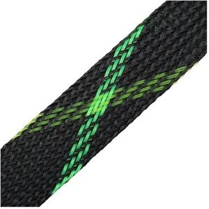 FOVAOK 2 mm ~ 40 mm PET rekbare kabelhuls, gevlochten hoge dichtheid, isolerende hardheid, kabelwartelbescherming (BK UV GN YL, kruis, 20 mm _ 1 meter)
