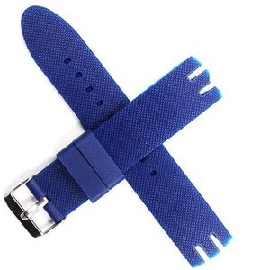 dayeer Waterdichte siliconen rubberen horlogeband voor Swatch horlogeband riem gereedschap riem (Color : Darkblue, Size : 20mm)