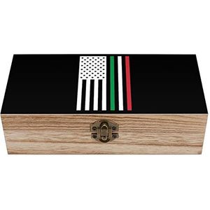 Amerikaanse Italiaanse vlag houten doos met deksel opbergdozen organiseren sieraden doos decoratieve dozen voor vrouwen mannen