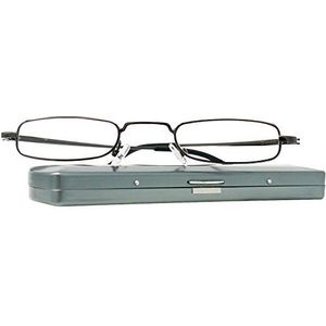Mini Brille - Smalle Metalen Mini Leesbril - Grafiet - Leeshulp +2.5 Dioptrie