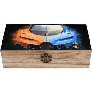 Zwart En Oranje Supercar Houten Kist Met Scharnierend Deksel Voor Keepsake Ambachten Diy Opslag Sieraden Gepersonaliseerde Print Container