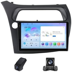 Carplay autoradio 2 Din geldt voor Honda Civic Hatchback 2006-2012 met Android Auto Bluetooth 9 inch touchscreen autoradio met FM-radio/GPS stuurwielbediening + achteruitrijcamera(B,C30Plus)