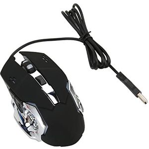 PC-gamingmuis, Ergonomische Stille Muis 6 Knoppen Flexibel Stil Brede Compatibiliteit RGB-achtergrondverlichting voor Slaapzaal Boekenplank (zwart)