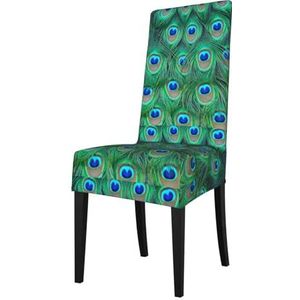 KemEng Schattige groene pauw, stoelhoezen, stoelbeschermer, stretch eetkamerstoelhoes, stoelhoes voor stoelen